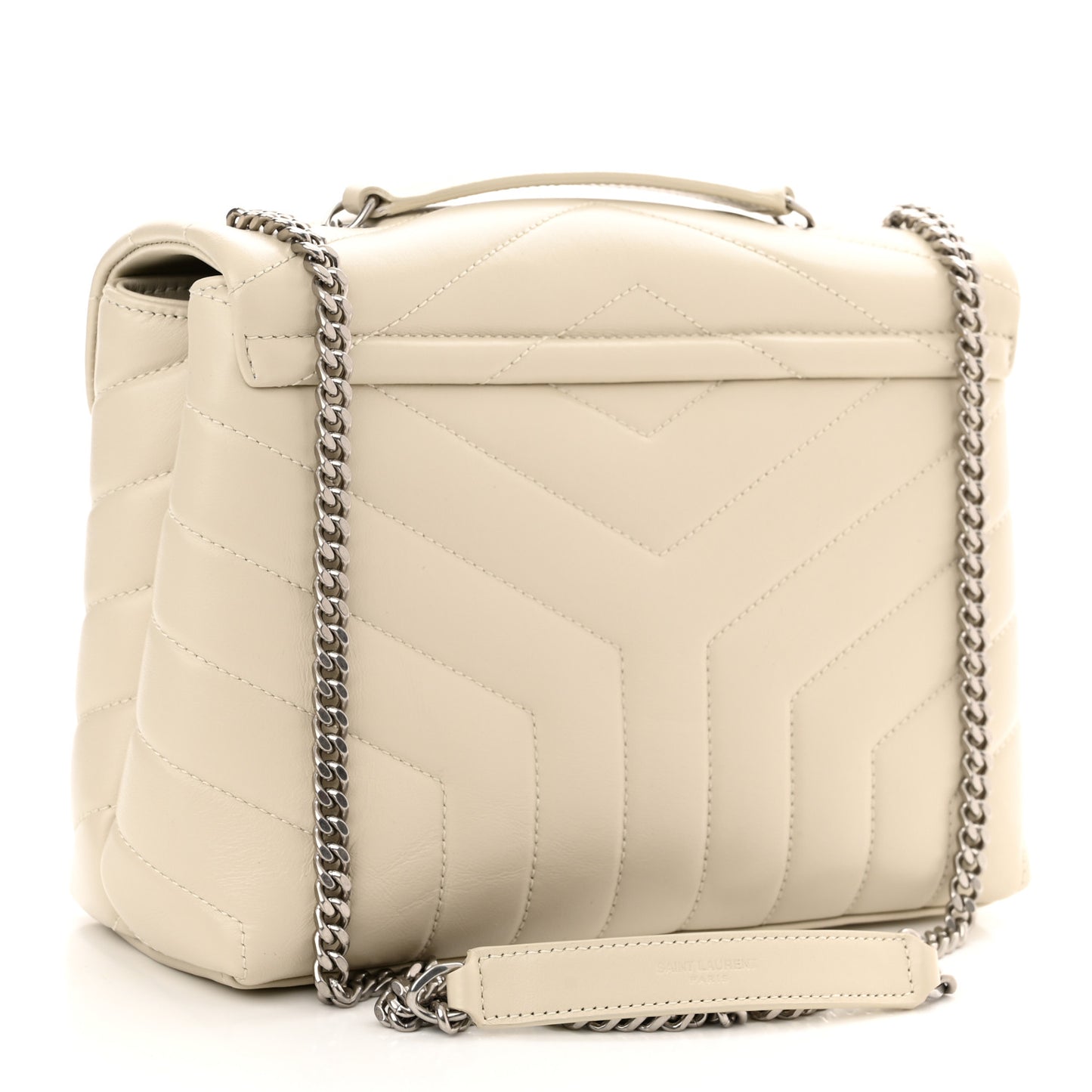 Calfskin Y Quilted Monogram Small Loulou Chain Satchel Blanc Vintage