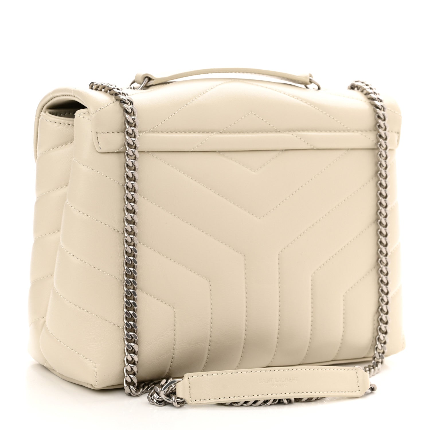 Saint Laurent Calfskin Y Quilted Monogram Small Loulou Chain Satchel Blanc Vintage 2 of 9