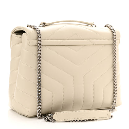 Saint Laurent Calfskin Y Quilted Monogram Small Loulou Chain Satchel Blanc Vintage 2 of 9