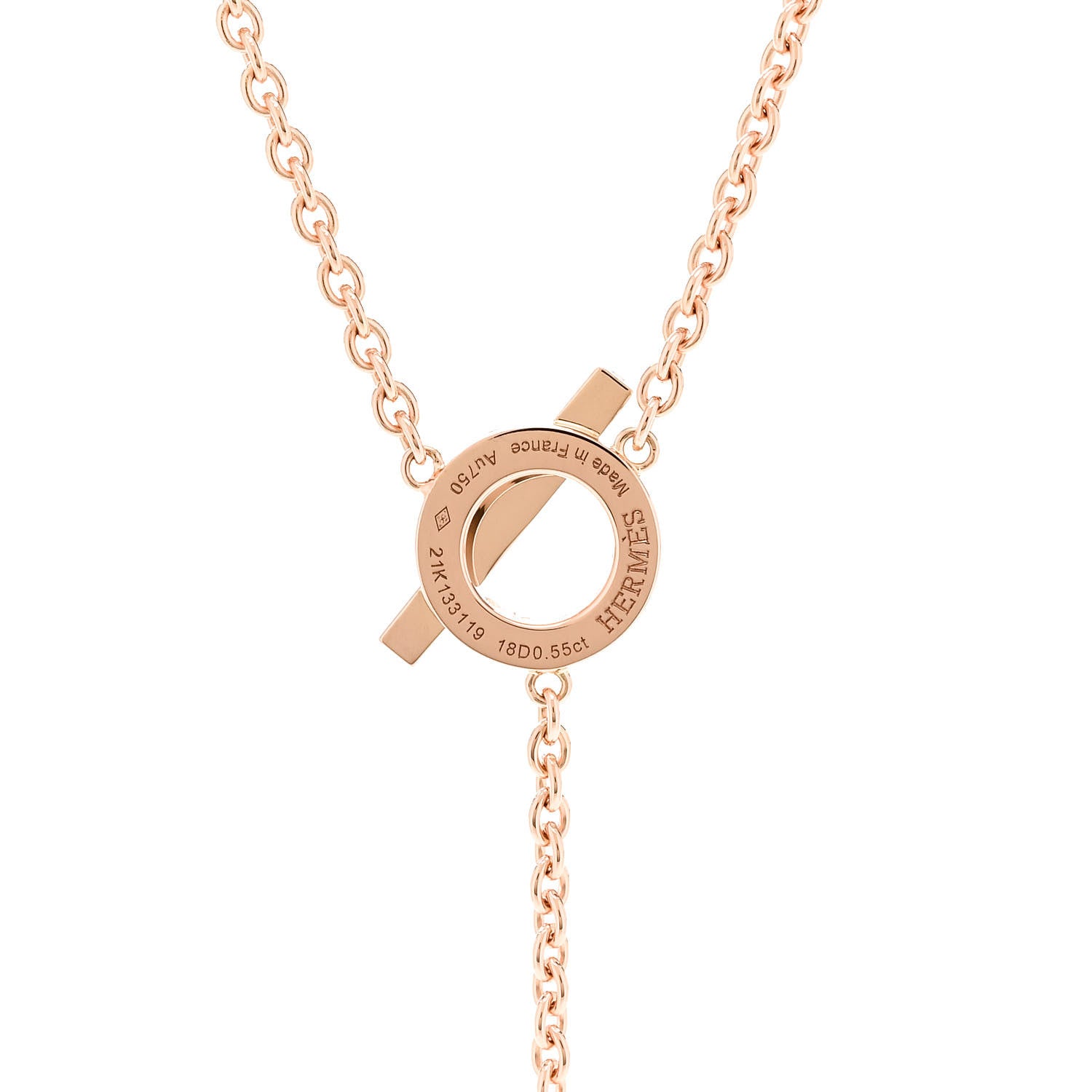Hermes 18K Rose Gold Diamond Finesse Lariat Necklace 4 of 5