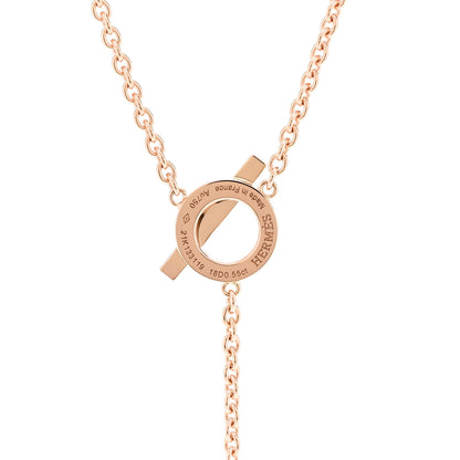 Hermes 18K Rose Gold Diamond Finesse Lariat Necklace 4 of 5