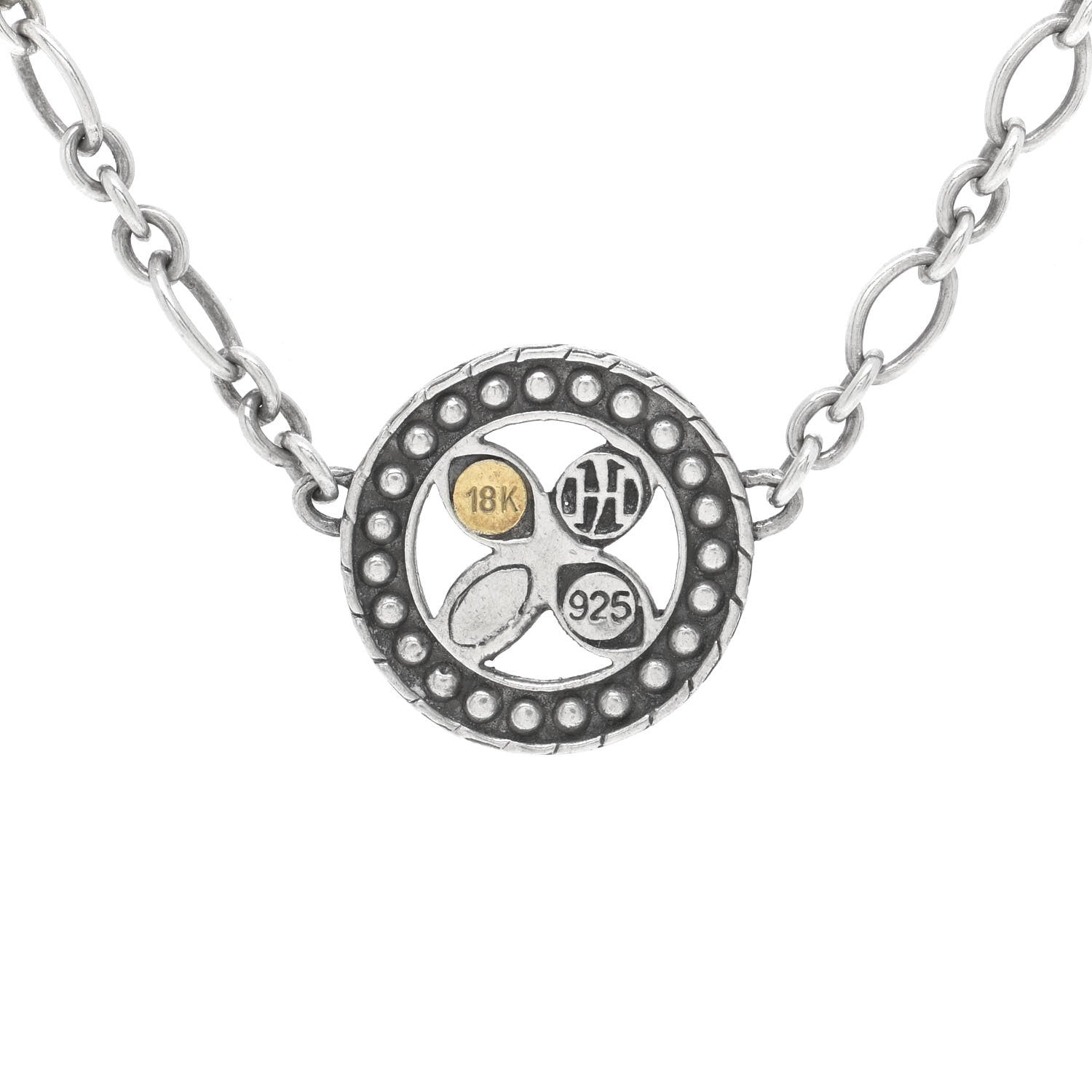 John Hardy Sterling Silver 18K Yellow Gold Kawung Flower Disc Station Necklace 4 of 5