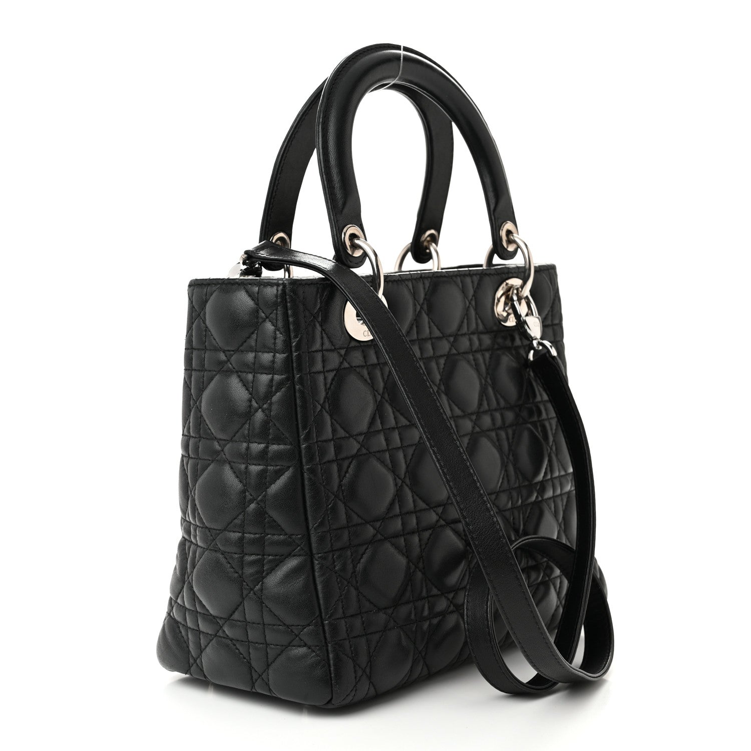 Christian Dior Lambskin Cannage Medium Lady Dior Black 3 of 15
