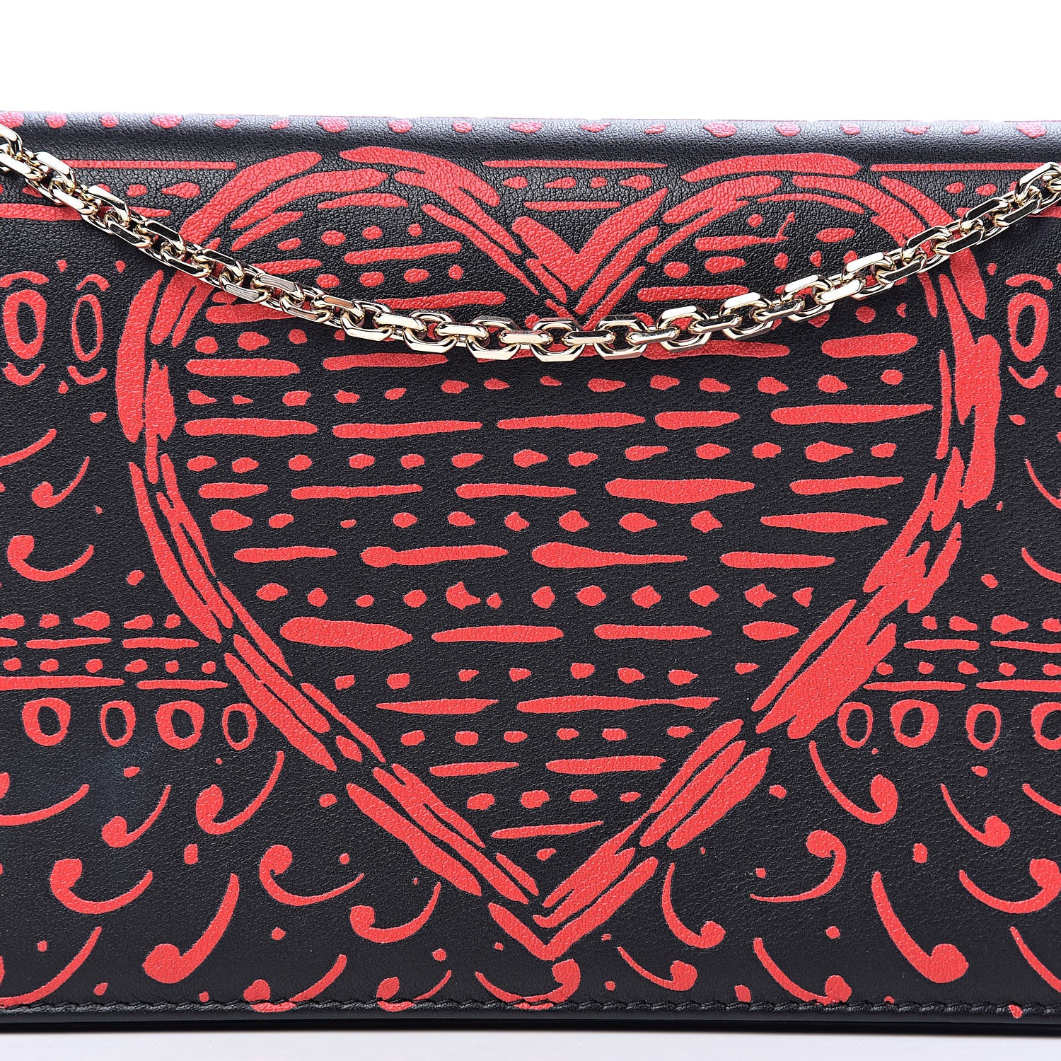 Christian Dior Calfskin Heart Printed Embossed Stars Wallet on Chain Red 11 of 11