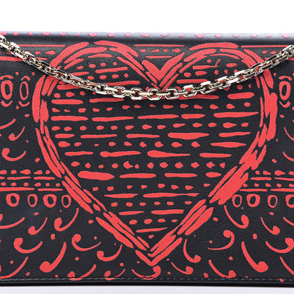 Christian Dior Calfskin Heart Printed Embossed Stars Wallet on Chain Red 11 of 11
