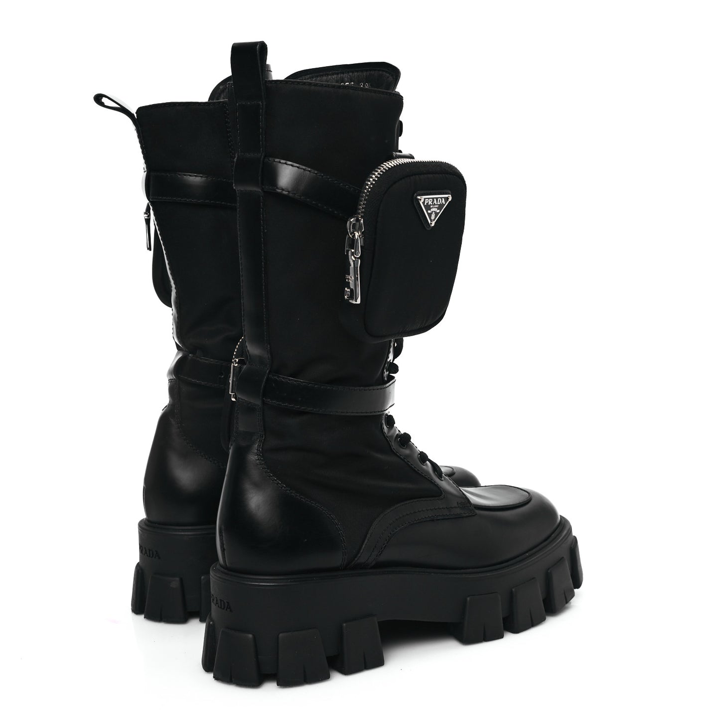 Spazzolato Rois Re-Nylon Metal Triangle Logo Monolith Pouch Pocket 55mm Tall Combat Boots 39.5 Black