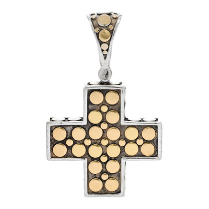 John Hardy Sterling Silver 18K Yellow Gold Dot Cross Pendant 1 of 4