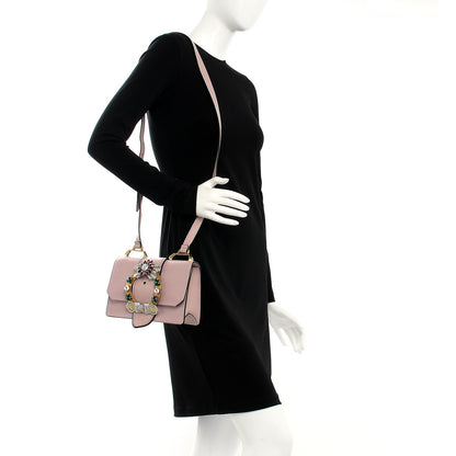 Miu Miu Goatskin Madras Soft Calf Crystal Embellished Shoulder Bag Mughetto 2 of 8