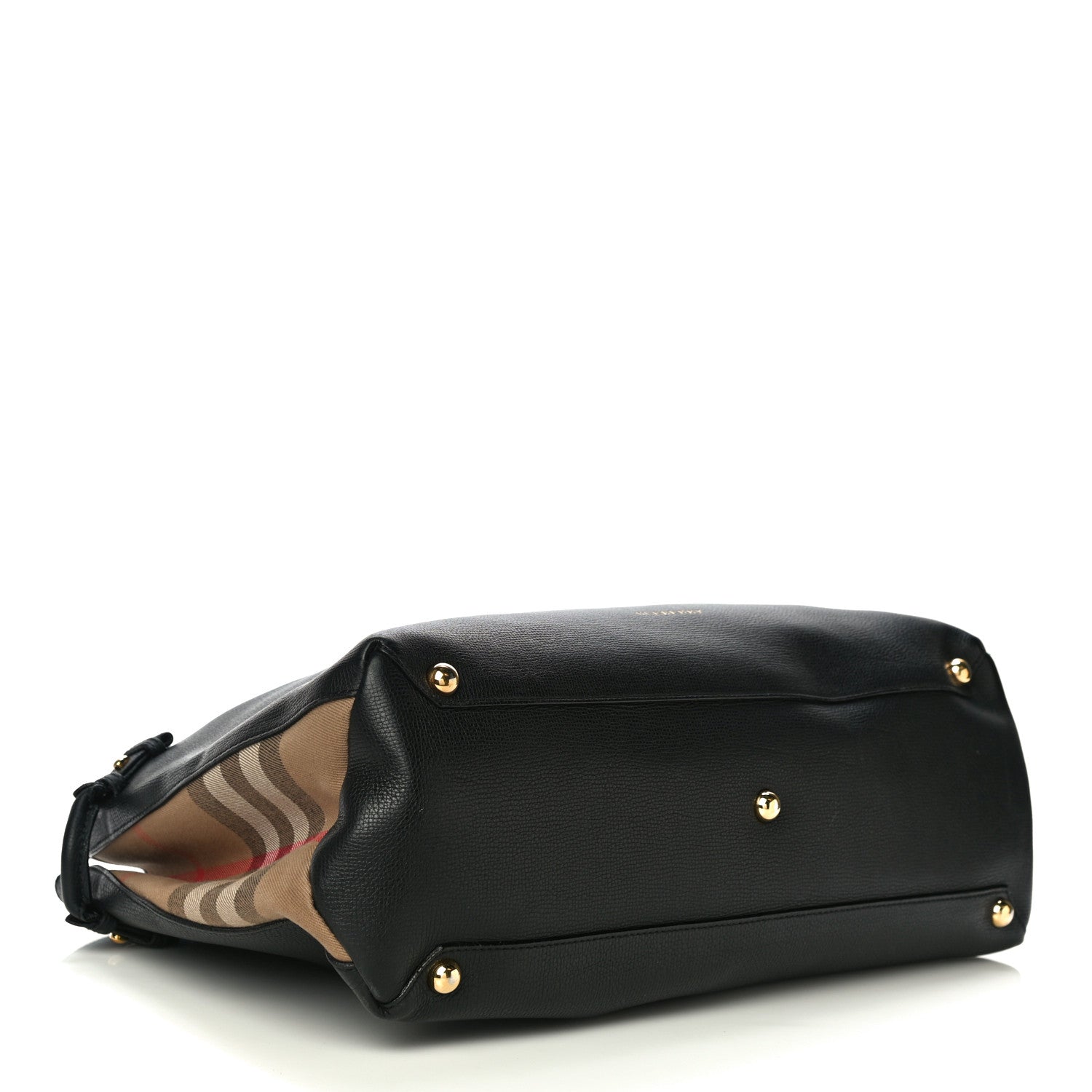 Burberry Grainy Calfskin House Check Large Banner Tote Black 4 of 14