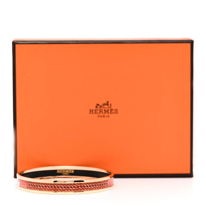 Hermes Enamel Printed Narrow Coaching Bracelet 65 Fibres Et Pelages 6 of 6