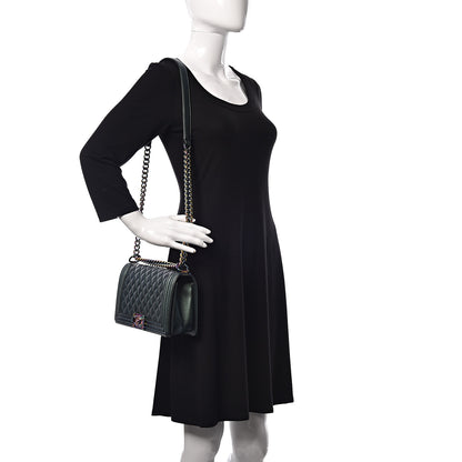 Chanel Iridescent Goatskin Quilted Medium Boy Flap Green 2 of 13