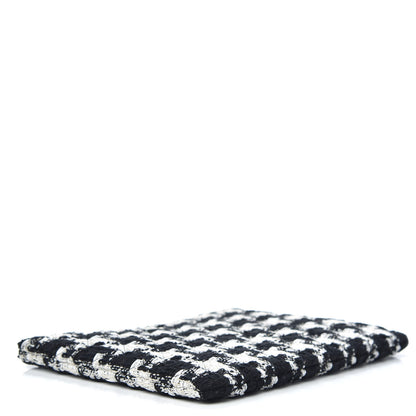 Chanel Tweed Quilted Medium Cosmetic Pouch Black Ecru White 4 of 8