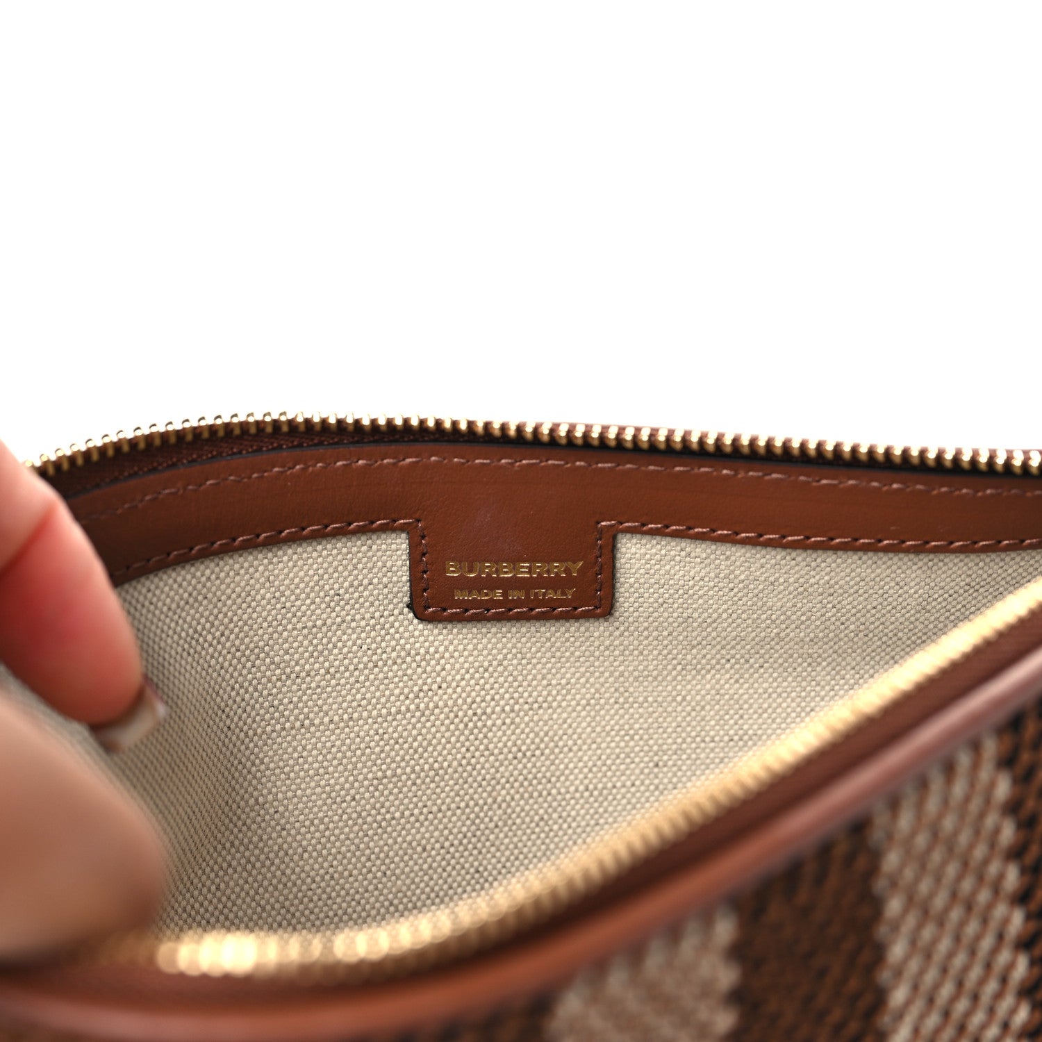 Burberry Canvas Calfskin Check Knitted Small Olympia Birch Brown 6 of 9