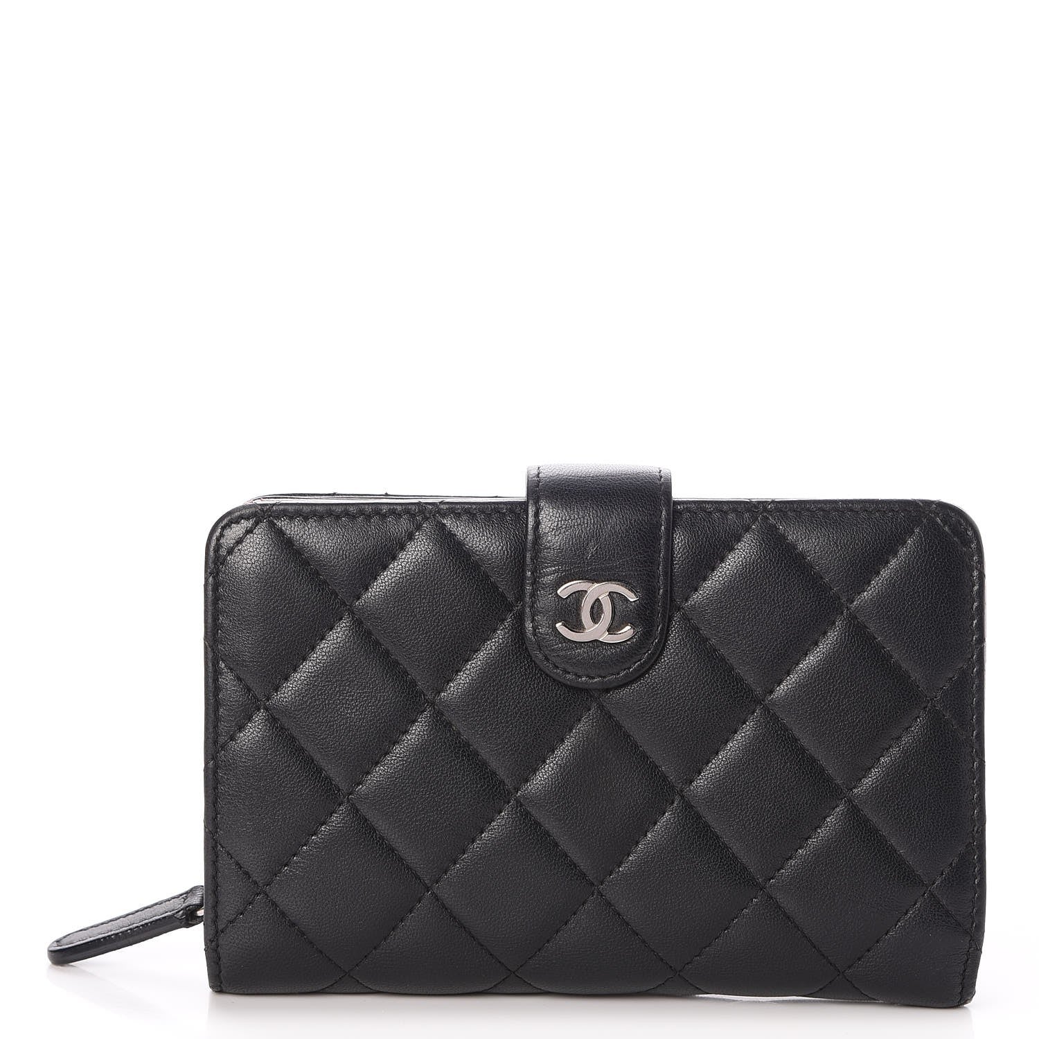 Chanel Lambskin Quilted Zipped Pocket Wallet Black 1 of 8