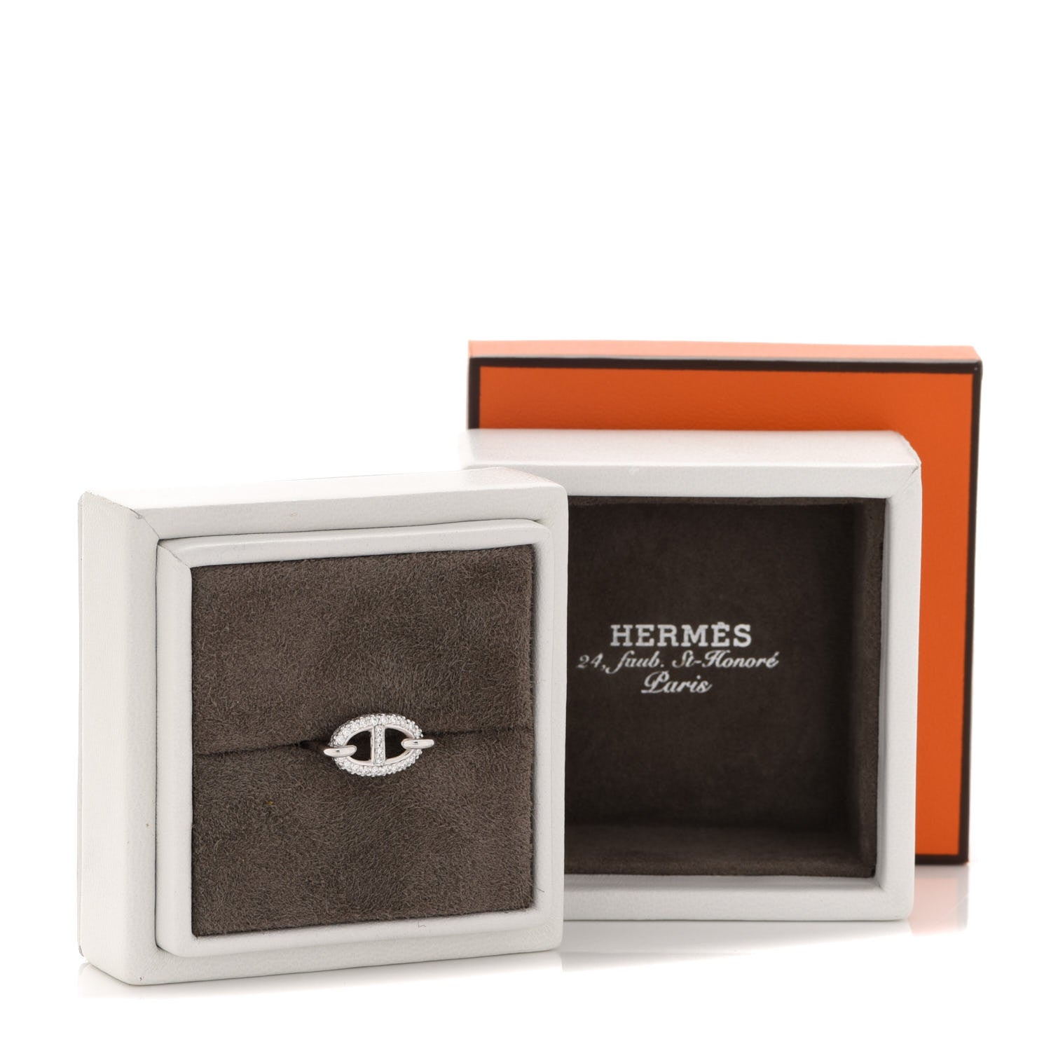 Hermes 18K White Gold Diamond Farandole Ring 50 5.25 5 of 5