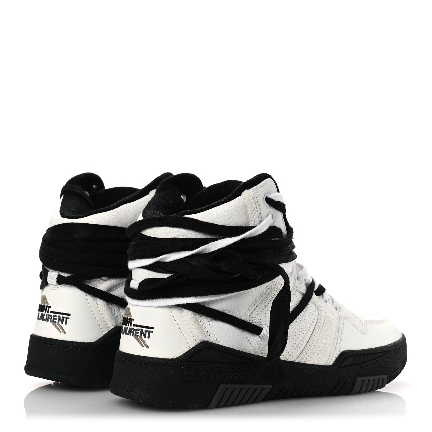 Saint Laurent Calfskin Smith High Top Sneakers 41 White Black 5 of 11