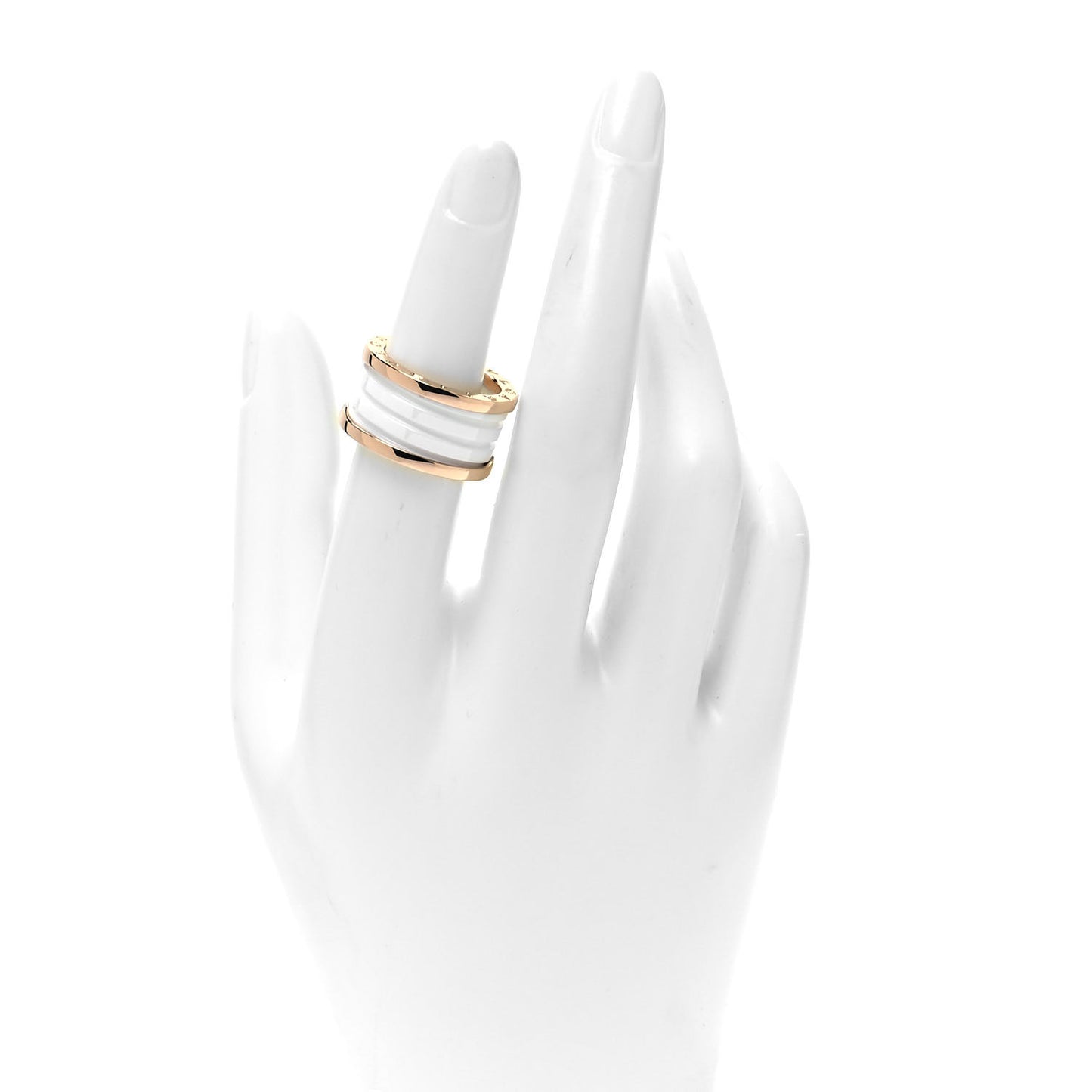 18K Rose Gold White Ceramic B.Zero1 Four-Band Ring 53 6.25