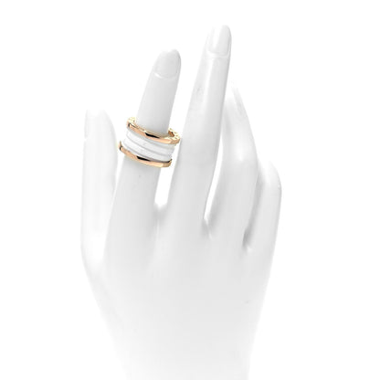 Bulgari 18K Rose Gold White Ceramic B.Zero1 Four-Band Ring 53 6.25 2 of 6