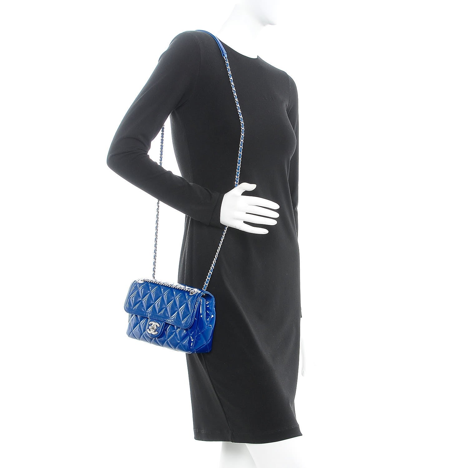 Chanel Patent Quilted Small Coco Shine Flap Blue 2 of 21
