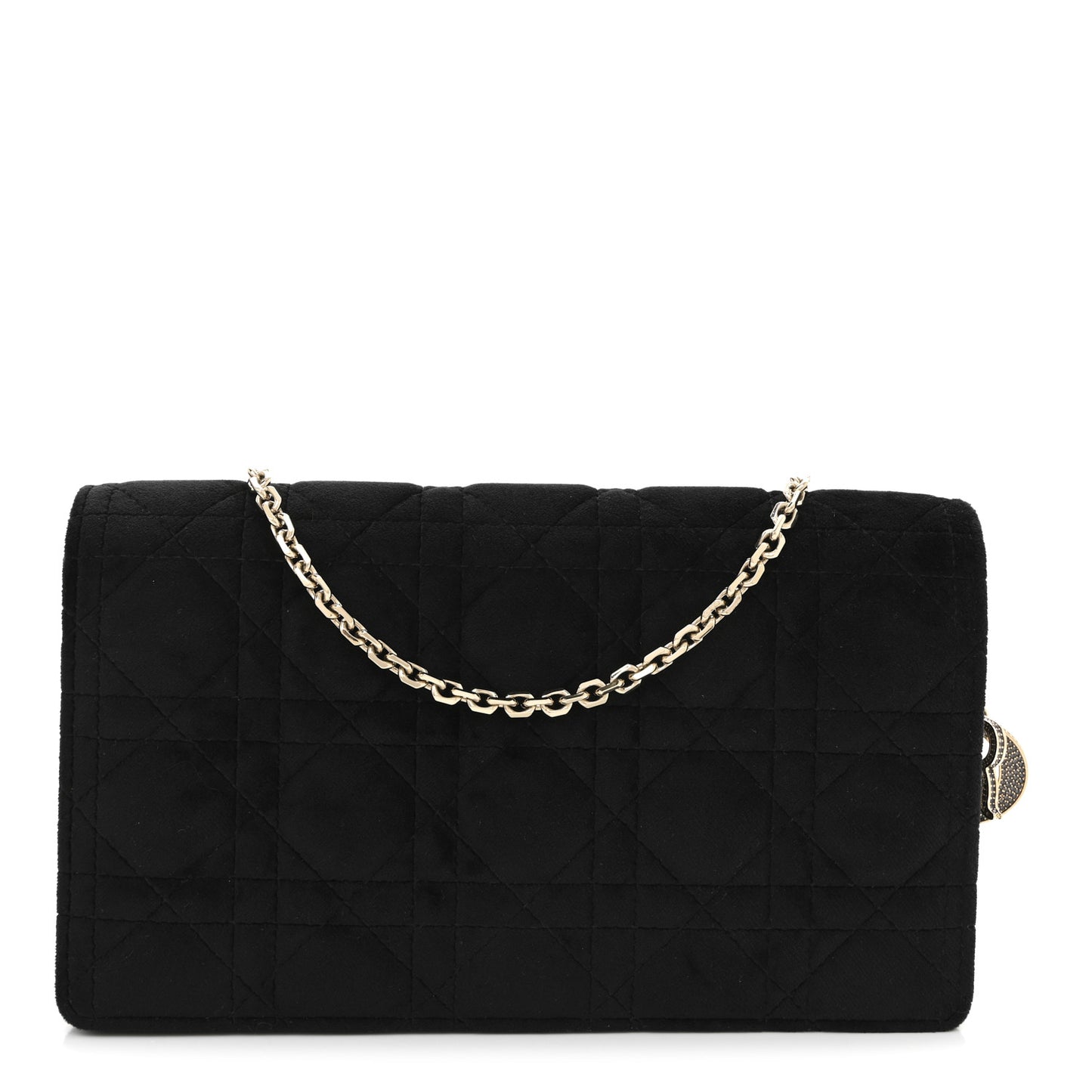 Velvet Cannage Lady Dior Convertible Clutch Black