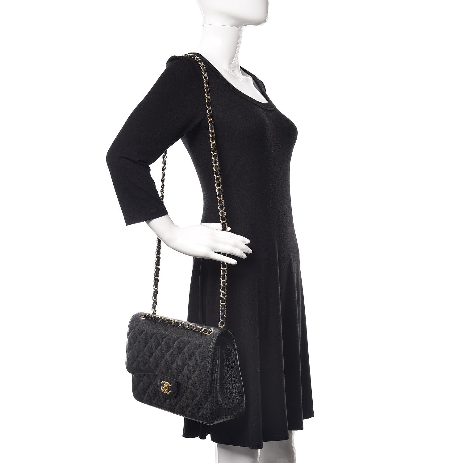 Chanel Caviar Quilted Jumbo Double Flap Black 2 of 10