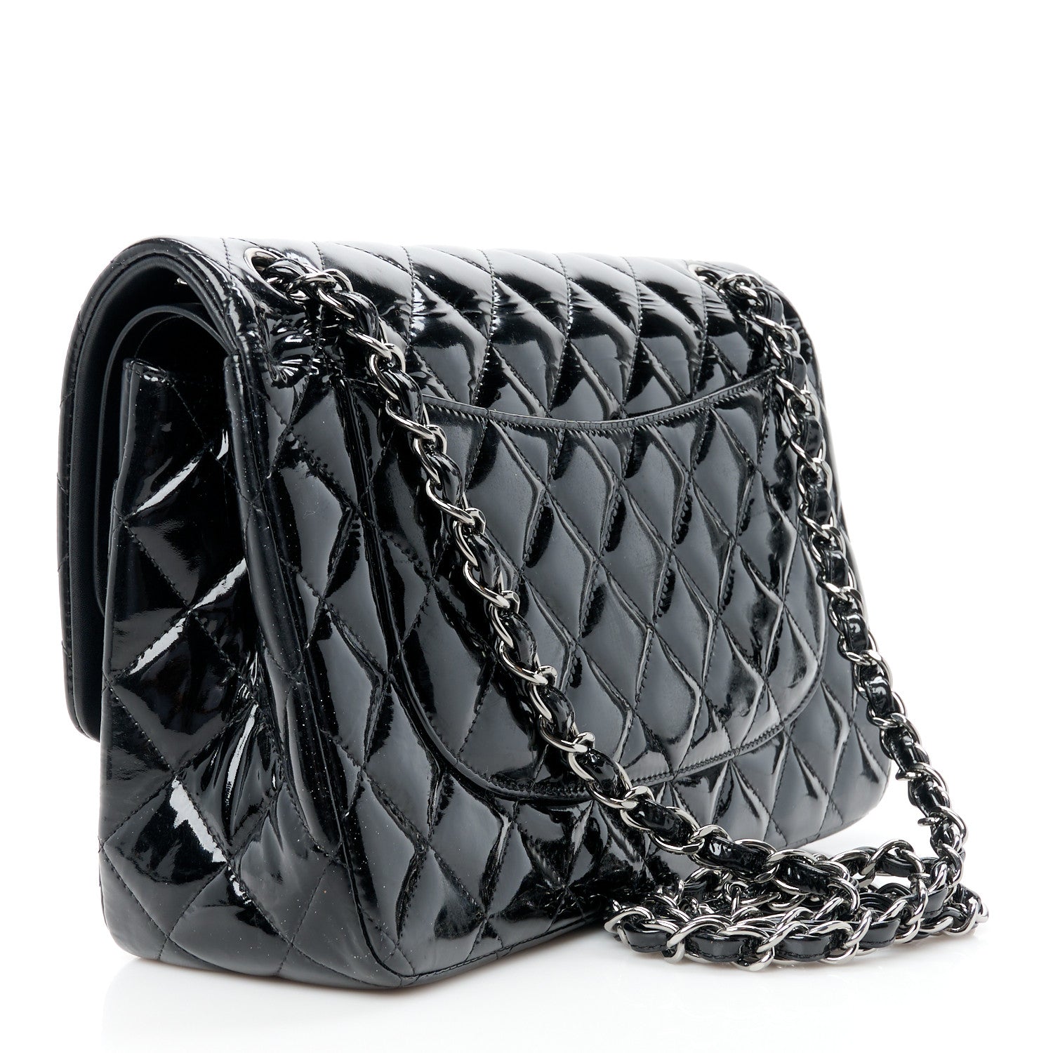 Chanel Patent Quilted Jumbo Double Flap Black 3 of 11
