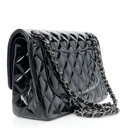 Chanel Patent Quilted Jumbo Double Flap Black 3 of 11
