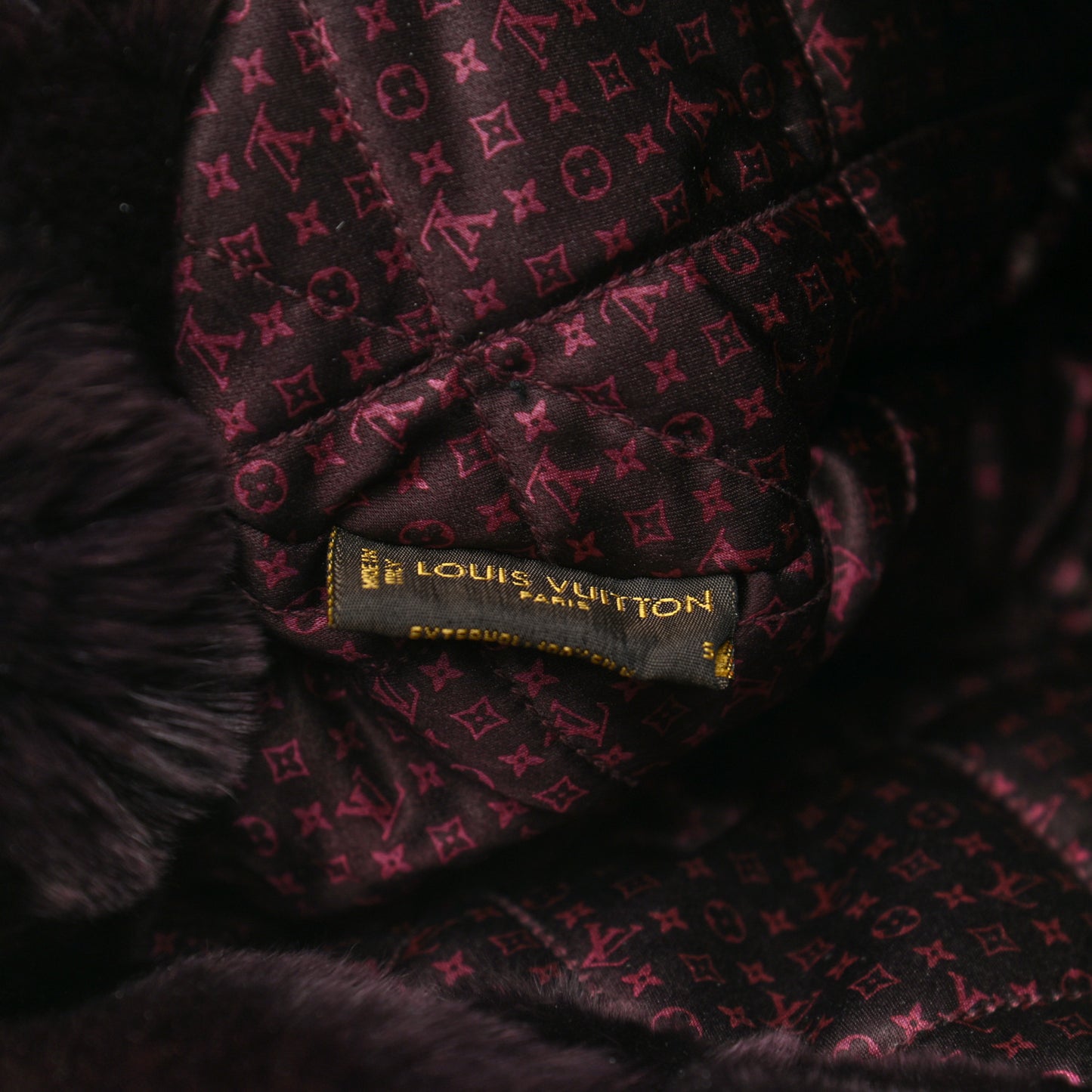 Monogram Silk Nylon Rabbit Fur Hat S Burgundy