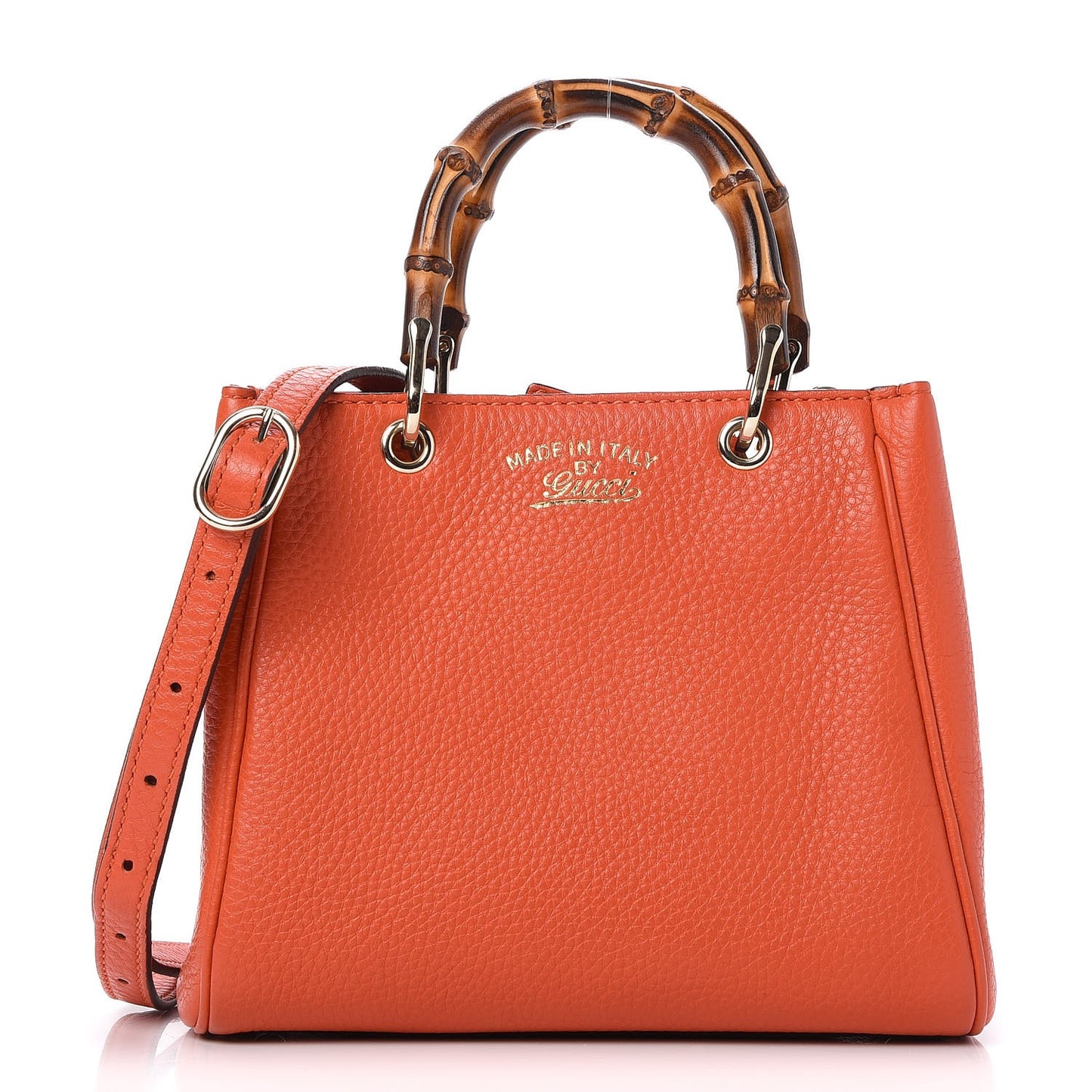 Calfskin Mini Bamboo Shopper Tote Dark Orange