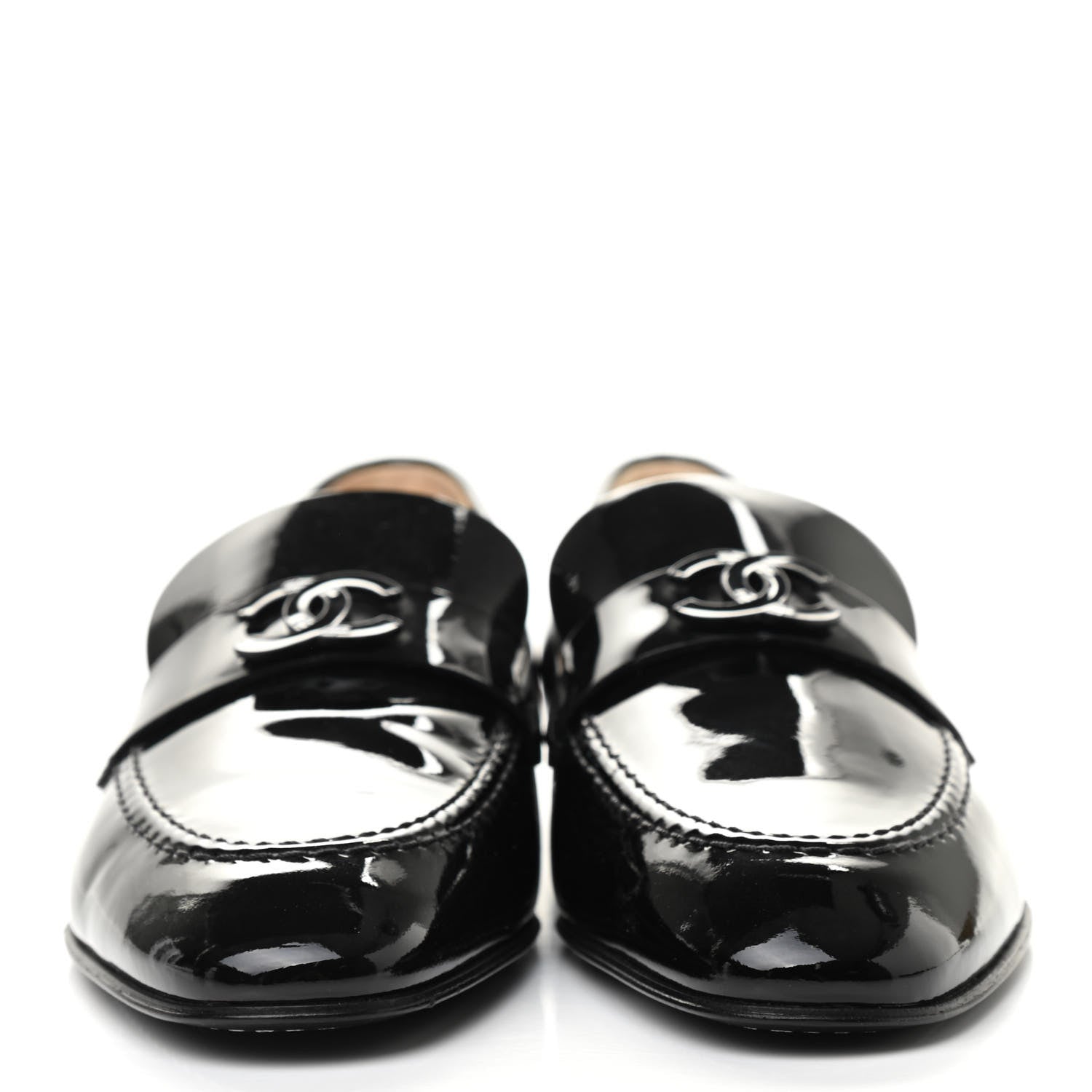 Chanel Patent CC Mocassin Loafers 38 Black 2 of 8