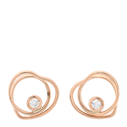 Hermes 18K Rose Gold Diamond TPM Vertige Coeur Earrings 1 of 5