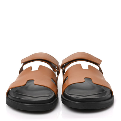 Hermes Calfskin Mens Chypre Sandals 44 Gold 2 of 10