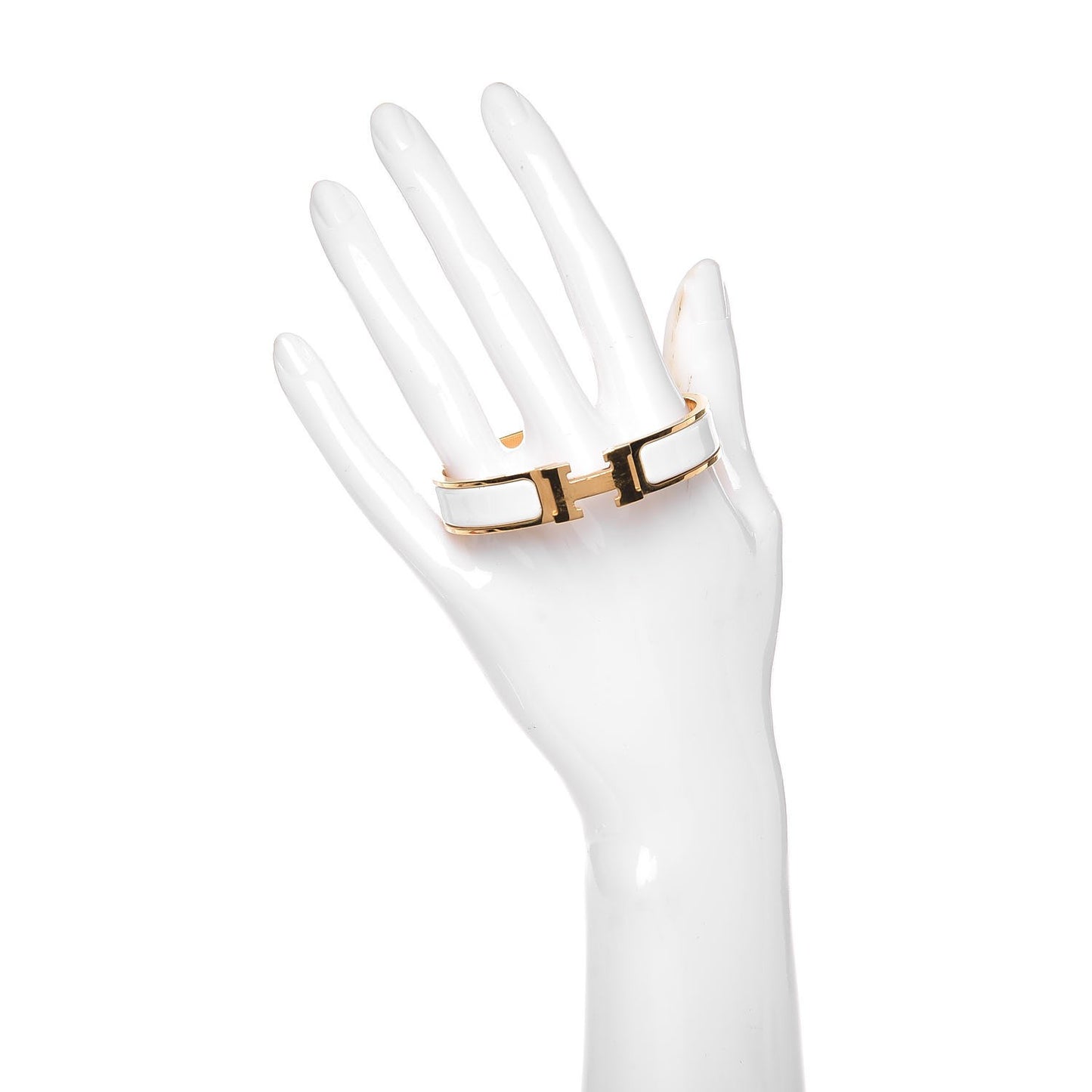 Enamel Narrow Clic Clac H Bracelet PM White