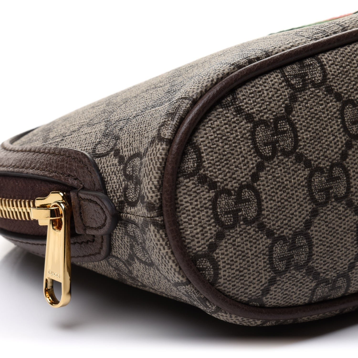 Gucci GG Supreme Monogram Textured Calfskin Web Large Ophidia Cosmetic Case Beige Ebony New Acero 9 of 10