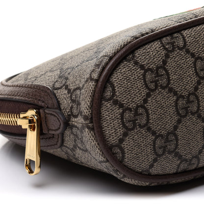 Gucci GG Supreme Monogram Textured Calfskin Web Large Ophidia Cosmetic Case Beige Ebony New Acero 9 of 10