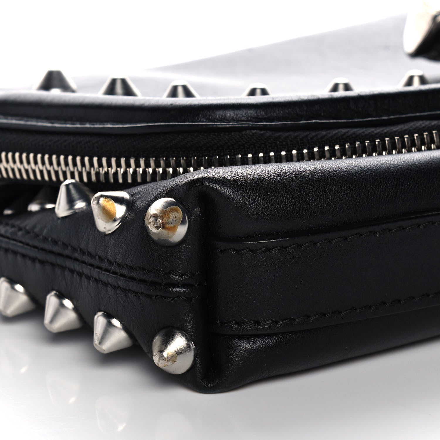 Alexander McQueen Grainy Calfskin Studded Padlock Skull Clutch Black 10 of 14