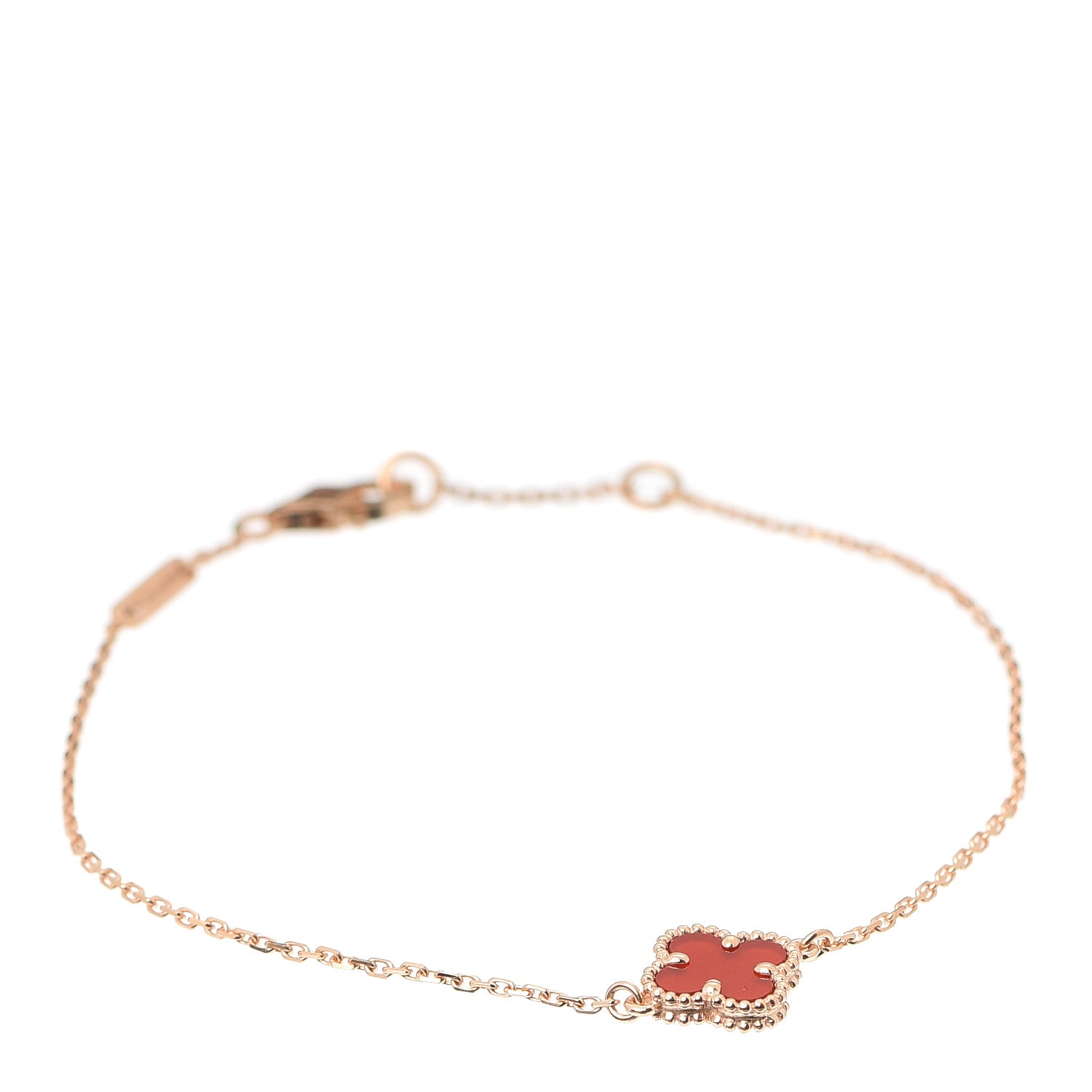 Van Cleef & Arpels 18K Rose Gold Carnelian Sweet Alhambra Bracelet 1 of 8
