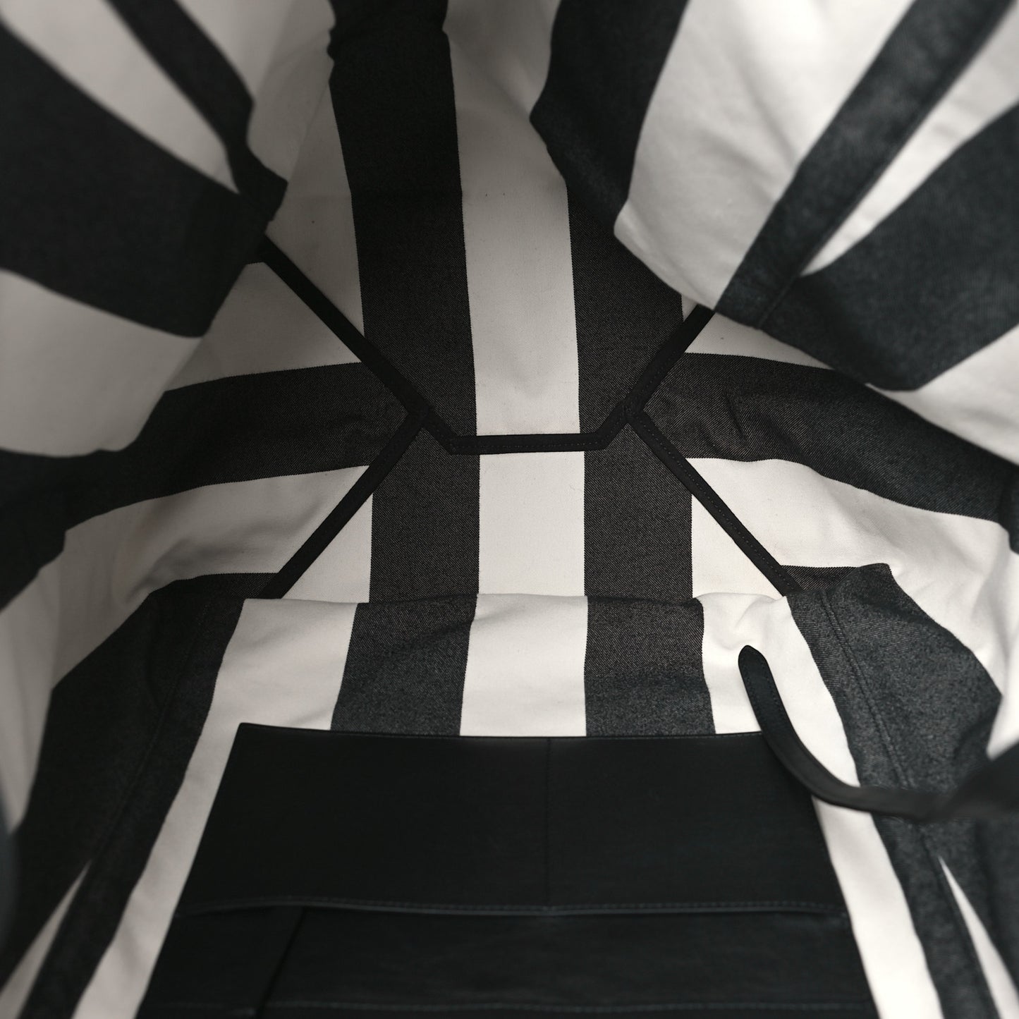 Canvas Striped Large Phantom Cabas Black White