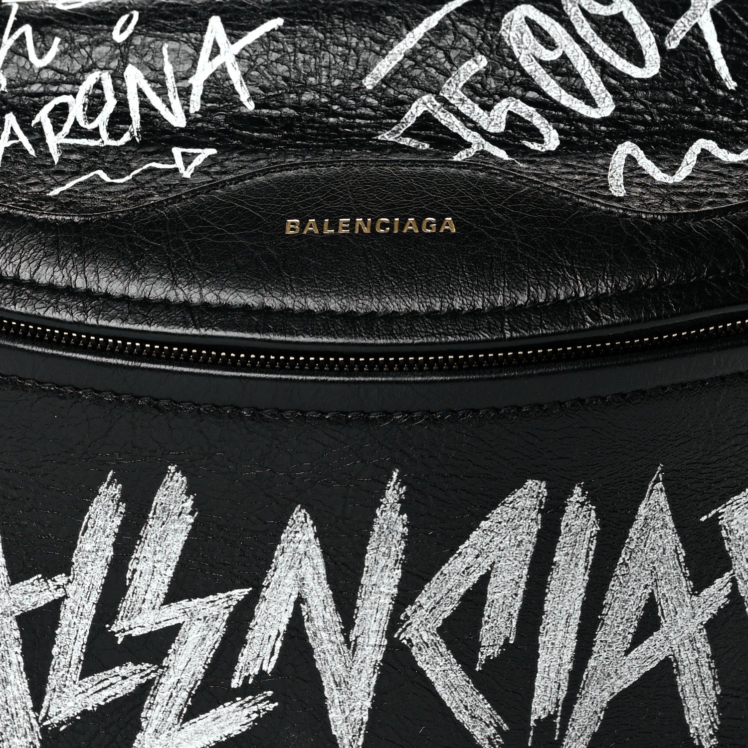 Balenciaga Agneau Arena Graffiti All Over XS Souvenir Belt Bag Black White 7 of 10