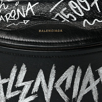 Balenciaga Agneau Arena Graffiti All Over XS Souvenir Belt Bag Black White 7 of 10