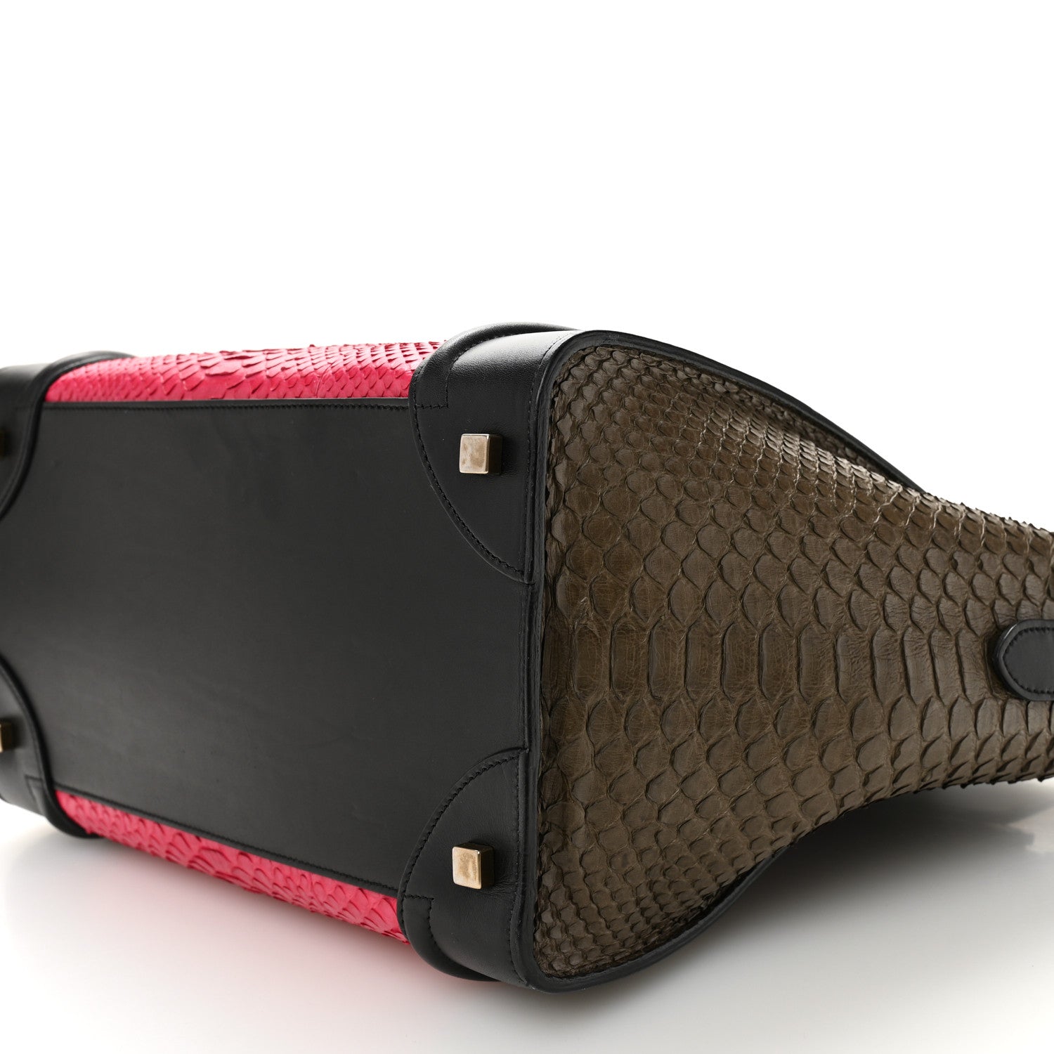 Celine Snakeskin Smooth Calfskin Mini Tri-Color Luggage Fuchsia 9 of 11