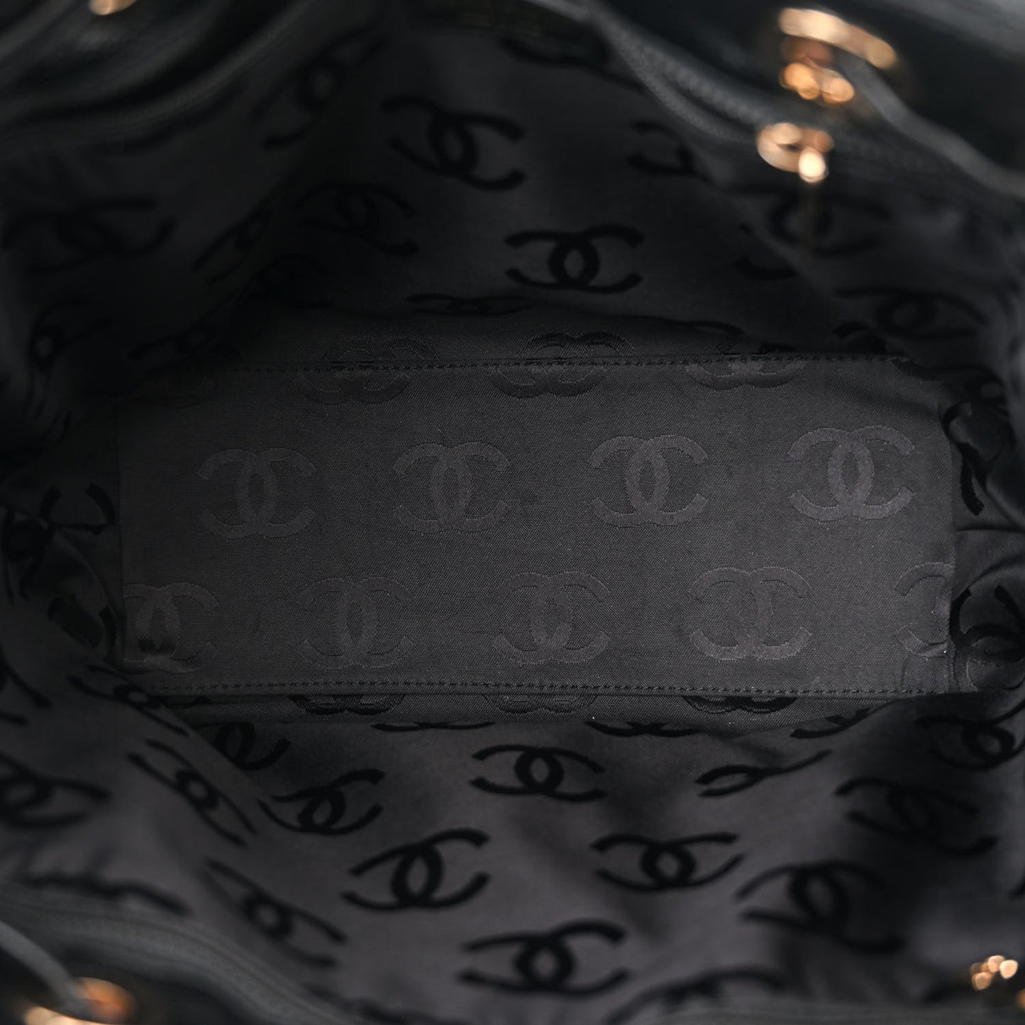 Caviar Wood CC Drawstring Bucket Bag Black