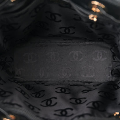 Chanel Caviar Wood CC Drawstring Bucket Bag Black 5 of 11