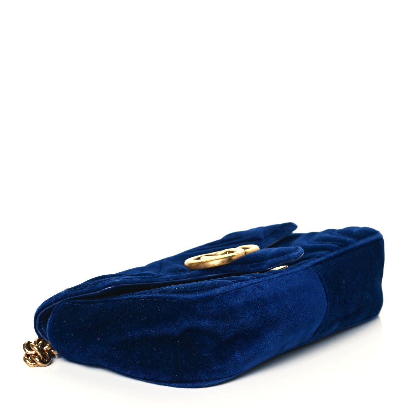 Velvet Matelasse Mini GG Marmont Shoulder Bag Cobalt Blue