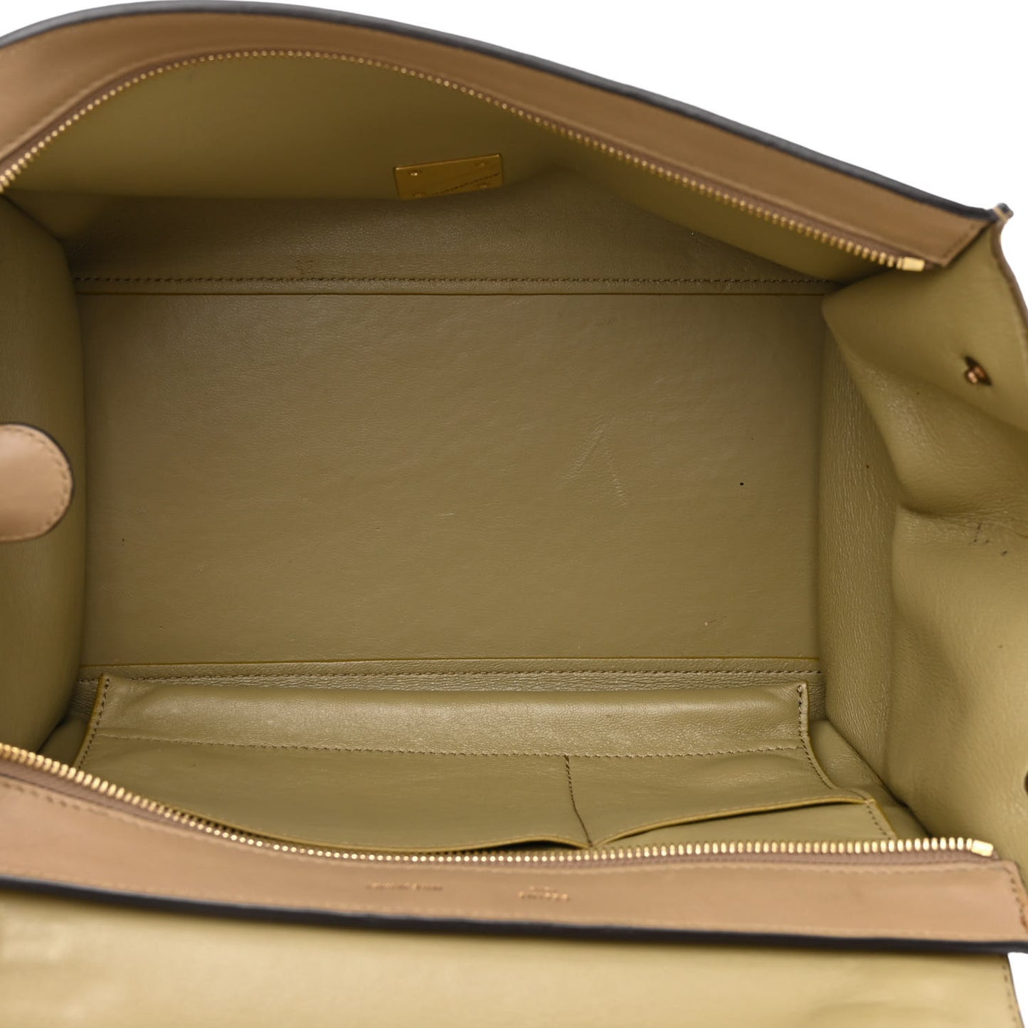 Calfskin Suede Tri-color Small Trapeze Olive