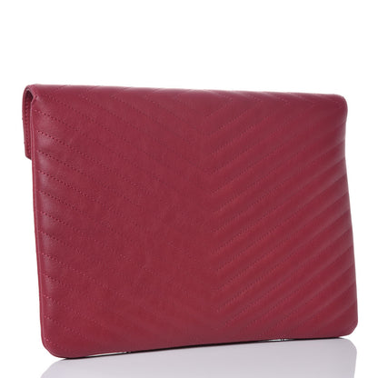 Chanel Calfskin Chevron Quilted Small Envelope Clutch Pink 3 of 7
