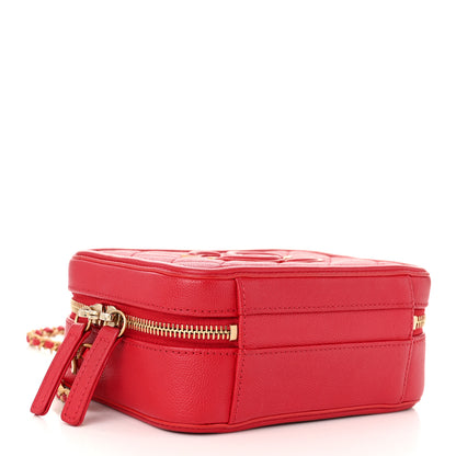 Chanel Caviar Quilted Small CC Filigree Vanity Case Red 4 of 10