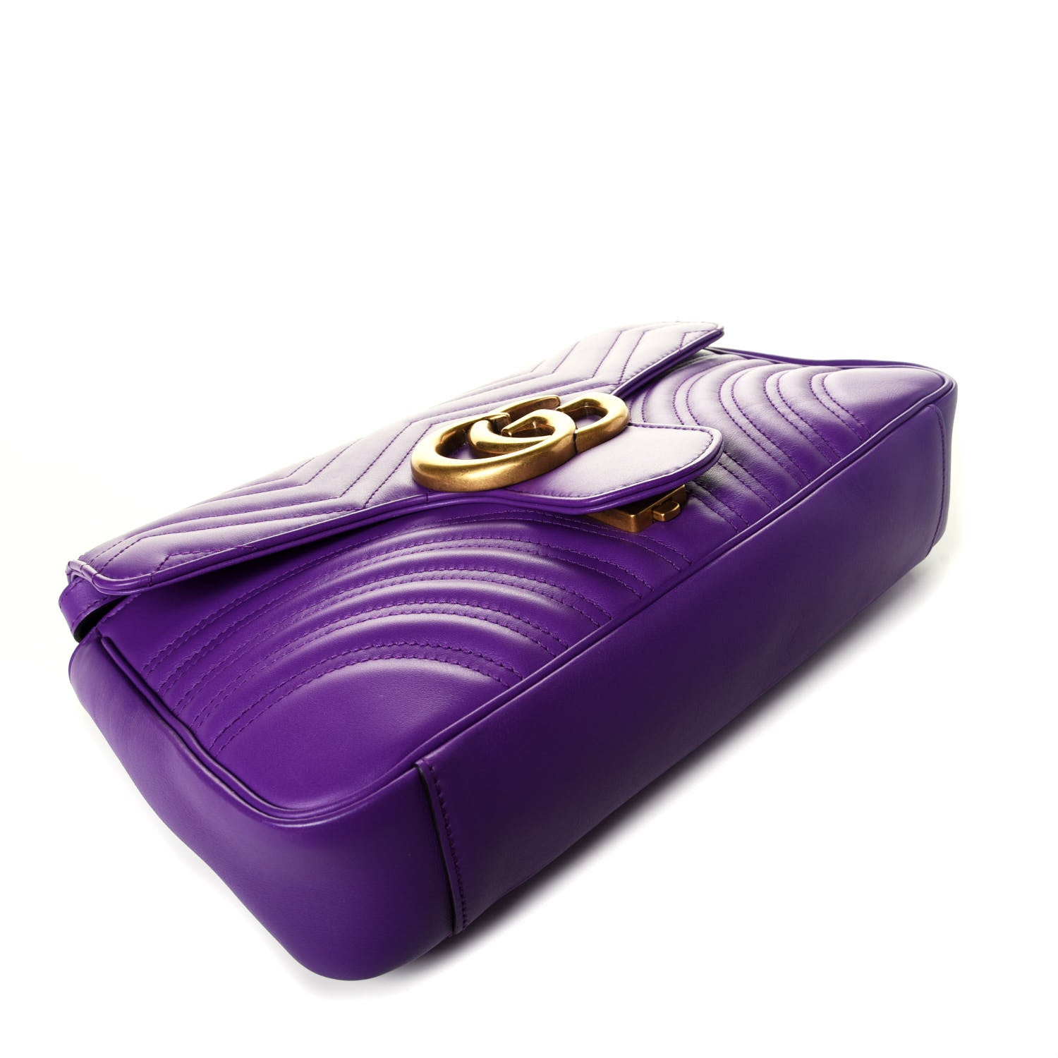 Gucci Calfskin Matelasse Medium GG Marmont Shoulder Bag Shine Purple 4 of 9