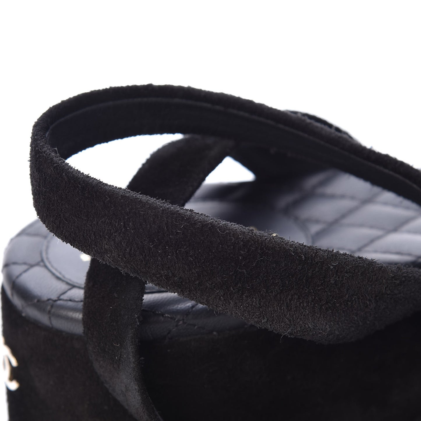 Suede Platform Wedge Sandals 40 Black