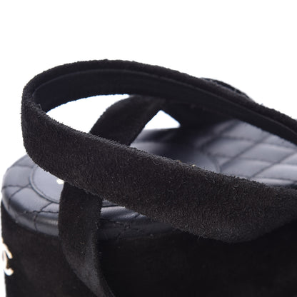 Chanel Suede Platform Wedge Sandals 40 Black 14 of 15